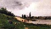 Charles-Francois Daubigny Washerwomen on the Riverbank oil painting